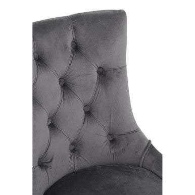 Orsina Richmond Grey Velvet Dining Chair – Tufted Button Back Seat
