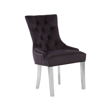 Orsina Richmond Black Velvet Dining Chair | Tufted Luxury Seating