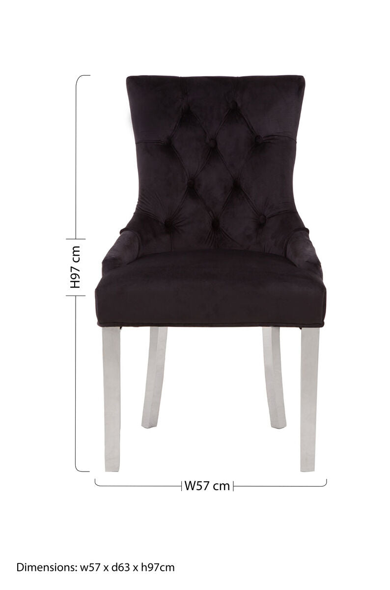 Orsina Richmond Black Velvet Dining Chair | Tufted Luxury Seating