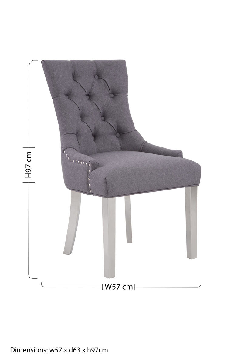Orsina Richmond Grey Dining Chair | Tufted Upholstered Seating
