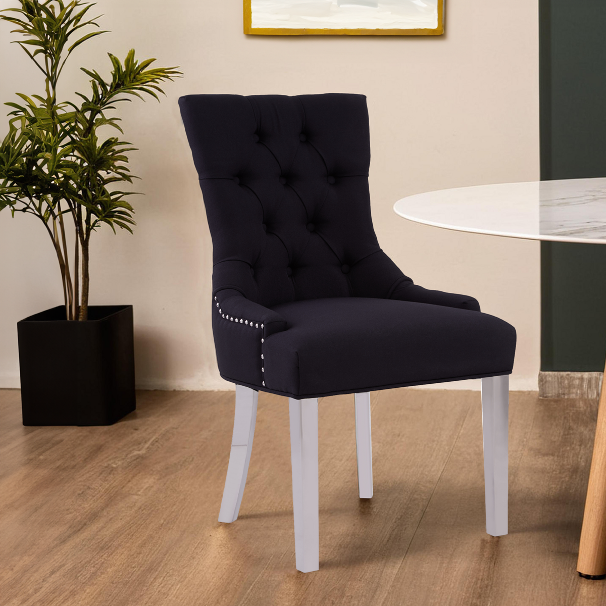 Orsina Richmond Black Dining Chair | Tufted Upholstered Seating