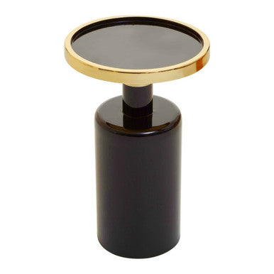 Orsina Elva Art Deco Metal Side Table – Gold and Black Accent Table
