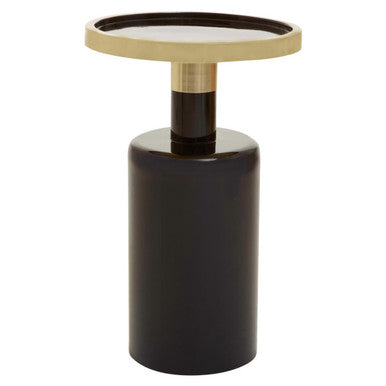 Orsina Elva Art Deco Metal Side Table – Gold and Black Accent Table