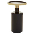 Orsina Elva Art Deco Metal Side Table – Gold and Black Accent Table