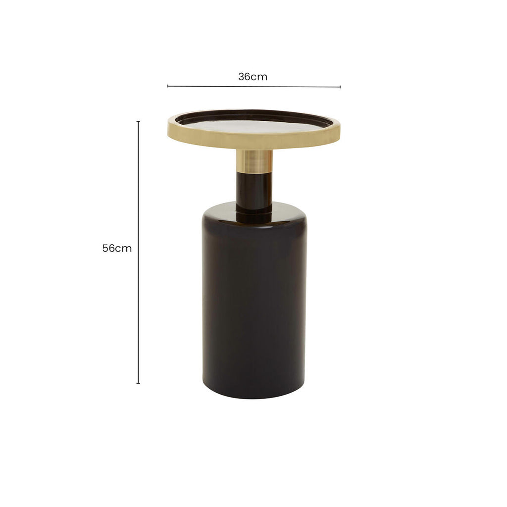 Orsina Elva Art Deco Metal Side Table – Gold and Black Accent Table