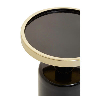 Orsina Elva Art Deco Metal Side Table – Gold and Black Accent Table