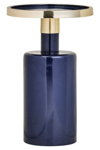 Orsina Elva Art Deco Side Table – Navy and Gold Metal Accent Table