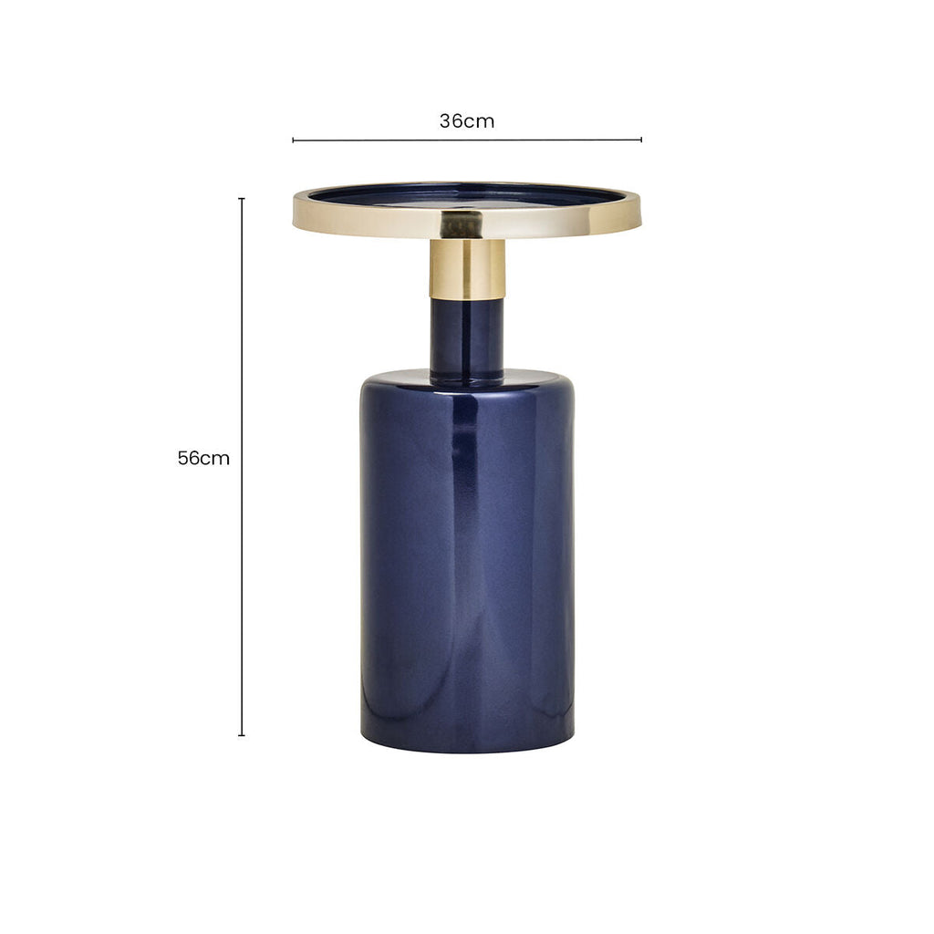 Orsina Elva Art Deco Side Table – Navy and Gold Metal Accent Table