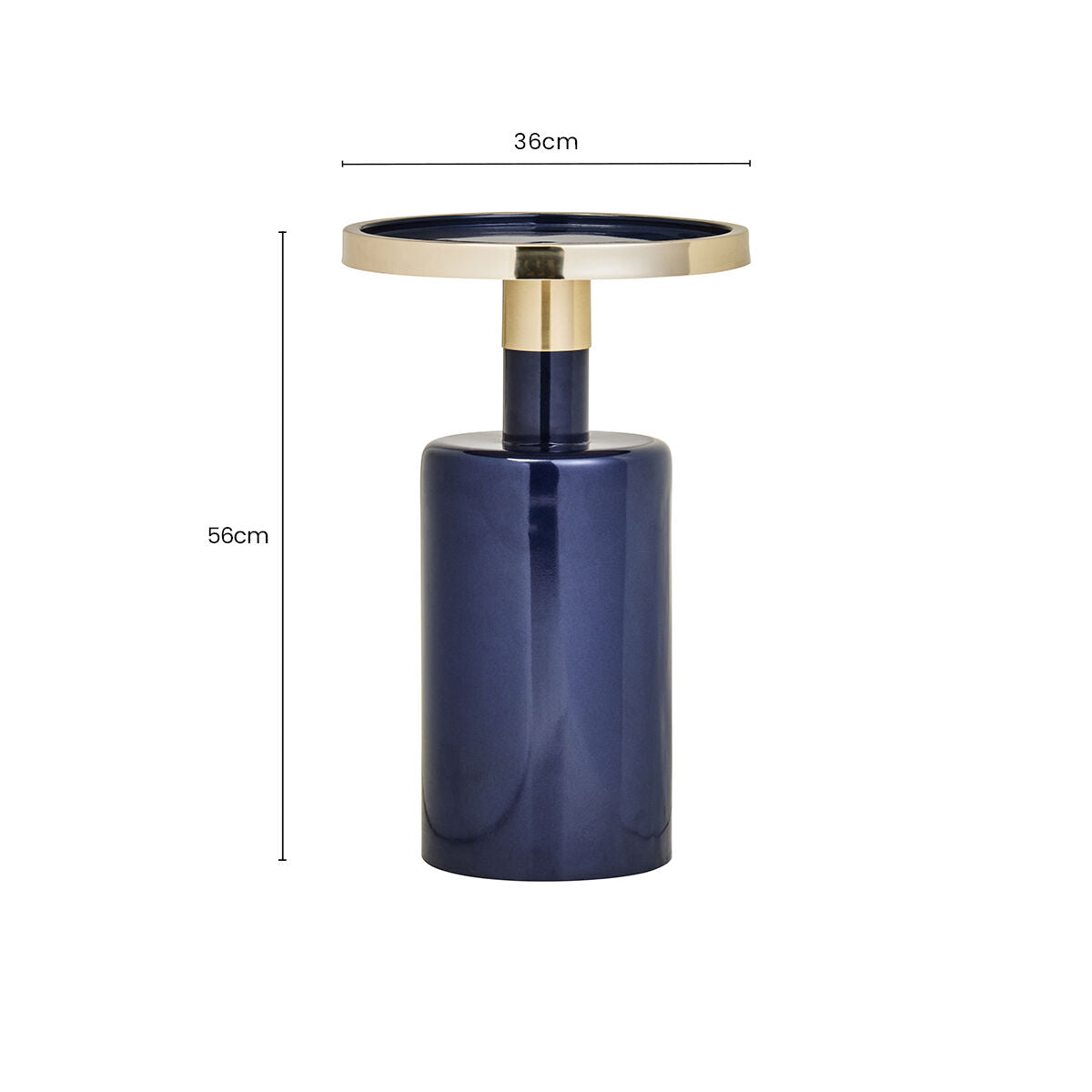 Orsina Elva Art Deco Side Table – Navy and Gold Metal Accent Table