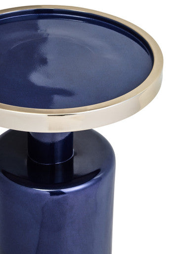 Orsina Elva Art Deco Side Table – Navy and Gold Metal Accent Table