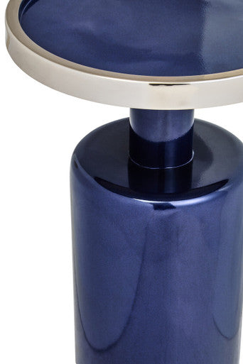 Orsina Elva Art Deco Side Table – Navy and Gold Metal Accent Table