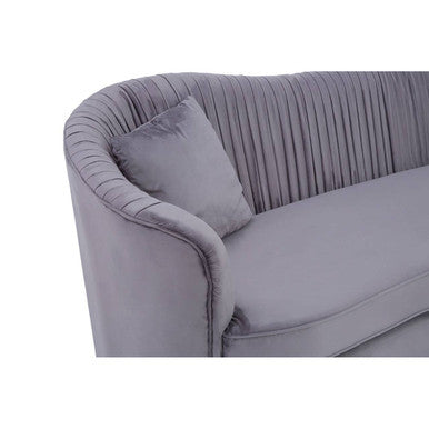 Orsina Franza 3 Seater Grey Velvet Sofa – Pleated Modern Glam Couch