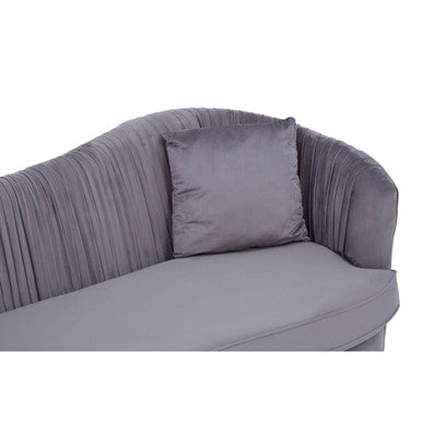 Orsina Franza 3 Seater Grey Velvet Sofa – Pleated Modern Glam Couch