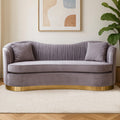 Orsina Franza 3 Seater Grey Velvet Sofa – Pleated Modern Glam Couch