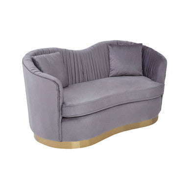 Orsina Franza 2 Seater Grey Pleated Velvet Sofa | Boutique Loveseat