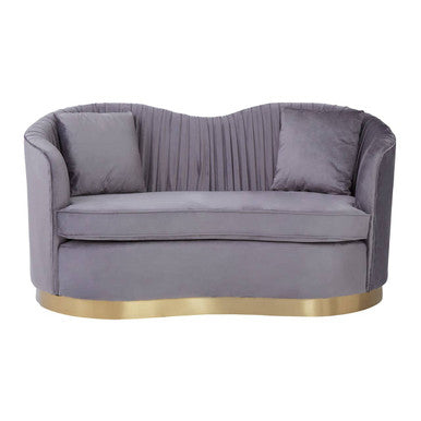Orsina Franza 2 Seater Grey Pleated Velvet Sofa | Boutique Loveseat