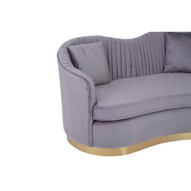 Orsina Franza 2 Seater Grey Pleated Velvet Sofa | Boutique Loveseat