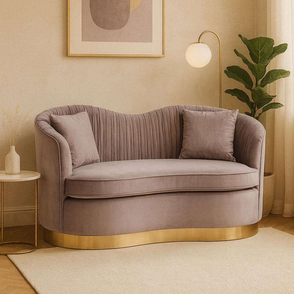 Orsina Franza 2 Seater Grey Pleated Velvet Sofa | Boutique Loveseat