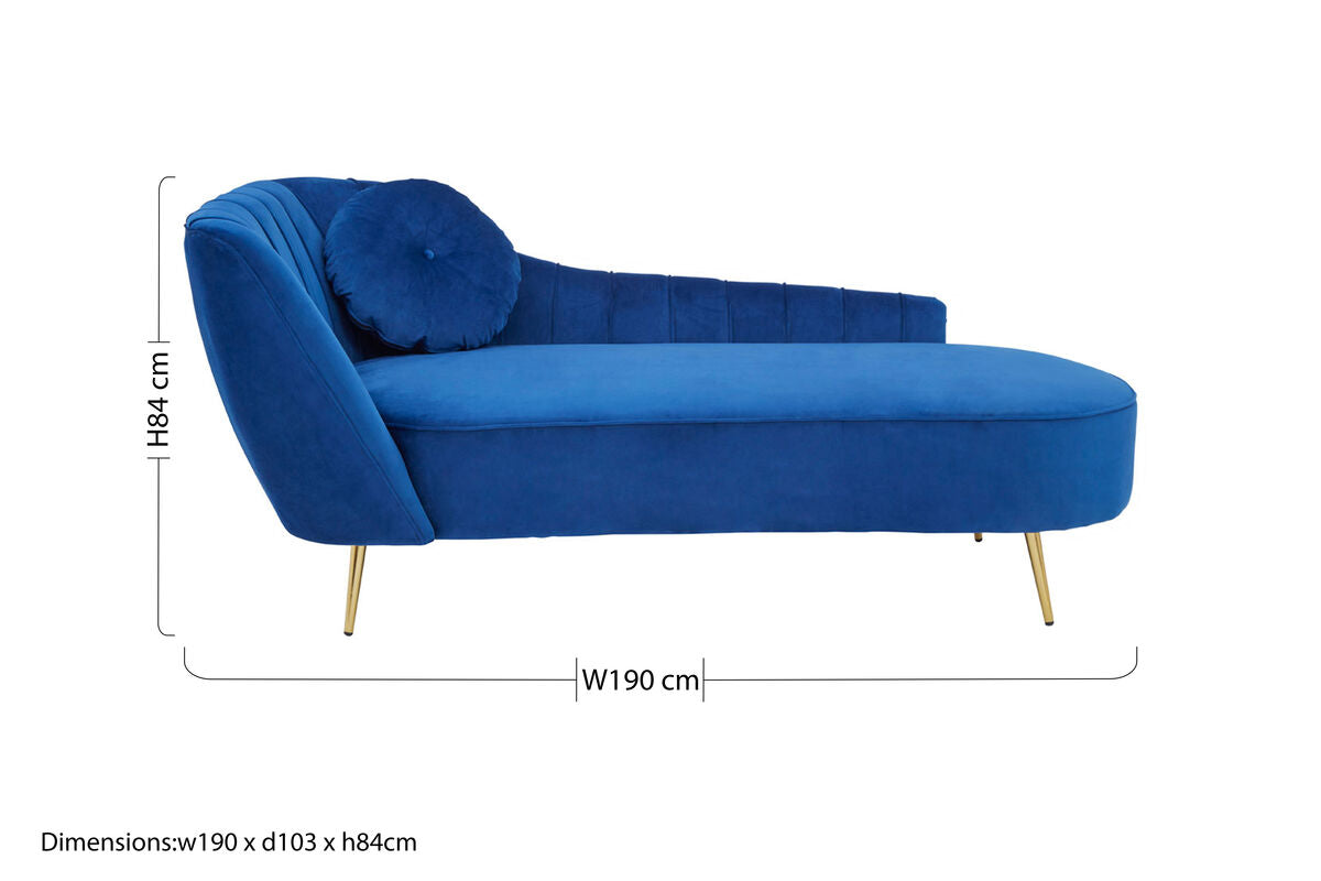 Orsina Felizia Velvet Left Arm Chaise Longue – Midnight Blue
