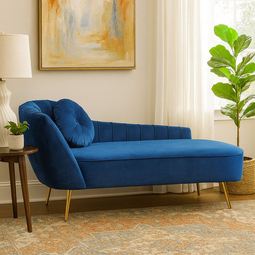 Orsina Felizia Velvet Left Arm Chaise Longue – Midnight Blue