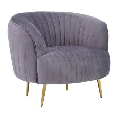 Orsina Florina Grey Velvet Accent Chair | Mid-Century Gold Legs