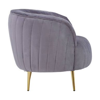 Orsina Florina Grey Velvet Accent Chair | Mid-Century Gold Legs