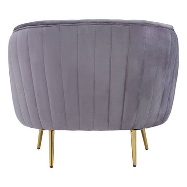 Orsina Florina Grey Velvet Accent Chair | Mid-Century Gold Legs