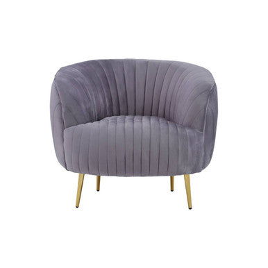 Orsina Florina Grey Velvet Accent Chair | Mid-Century Gold Legs