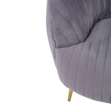 Orsina Florina Grey Velvet Accent Chair | Mid-Century Gold Legs