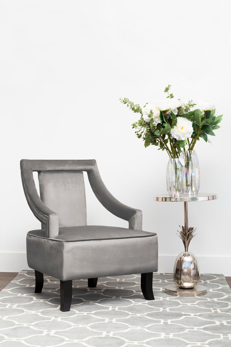 Orsina Faye Grey Velvet Dining Chair – Mid-Century Modern Accent Seat