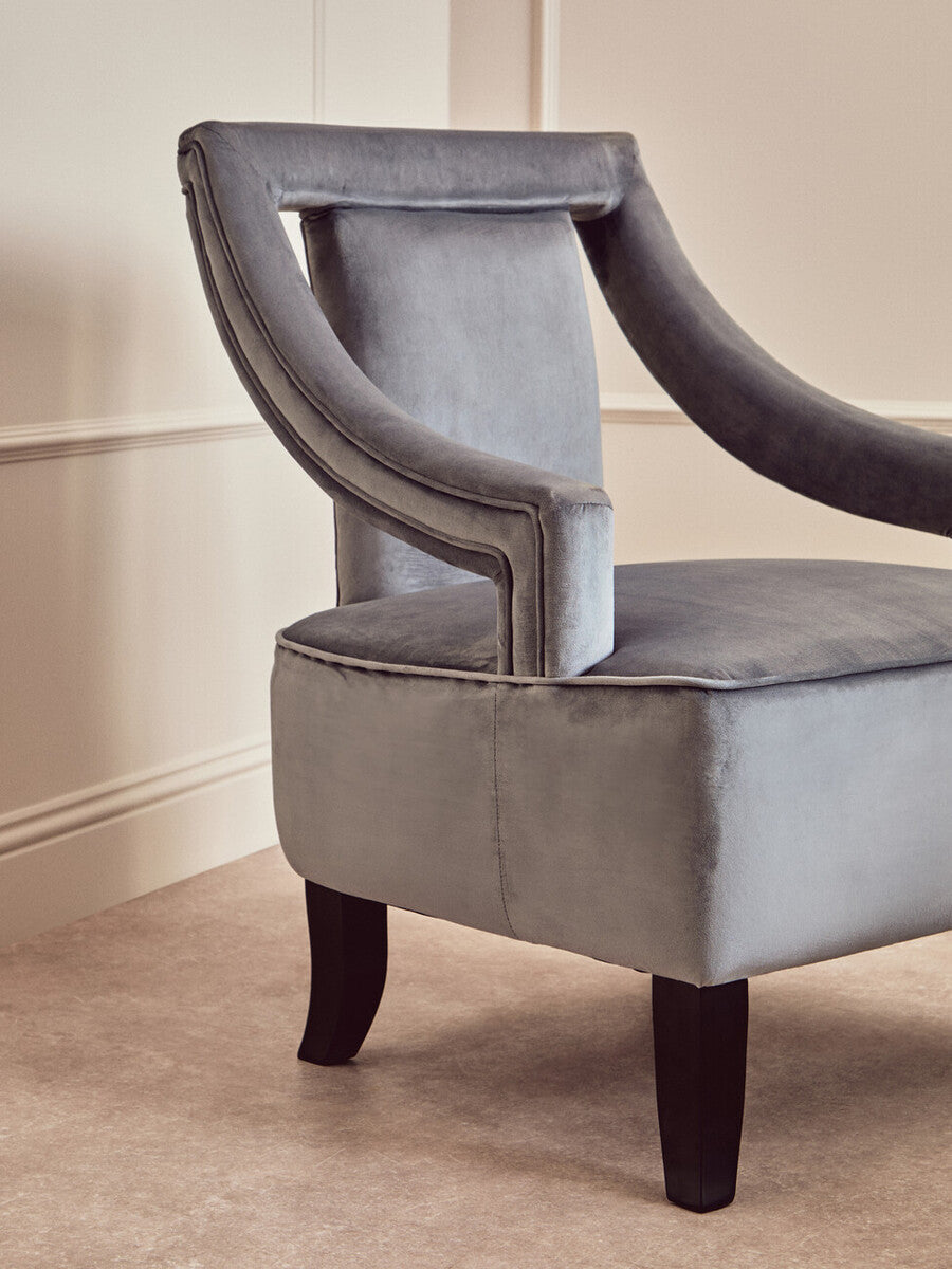 Orsina Faye Grey Velvet Dining Chair – Mid-Century Modern Accent Seat