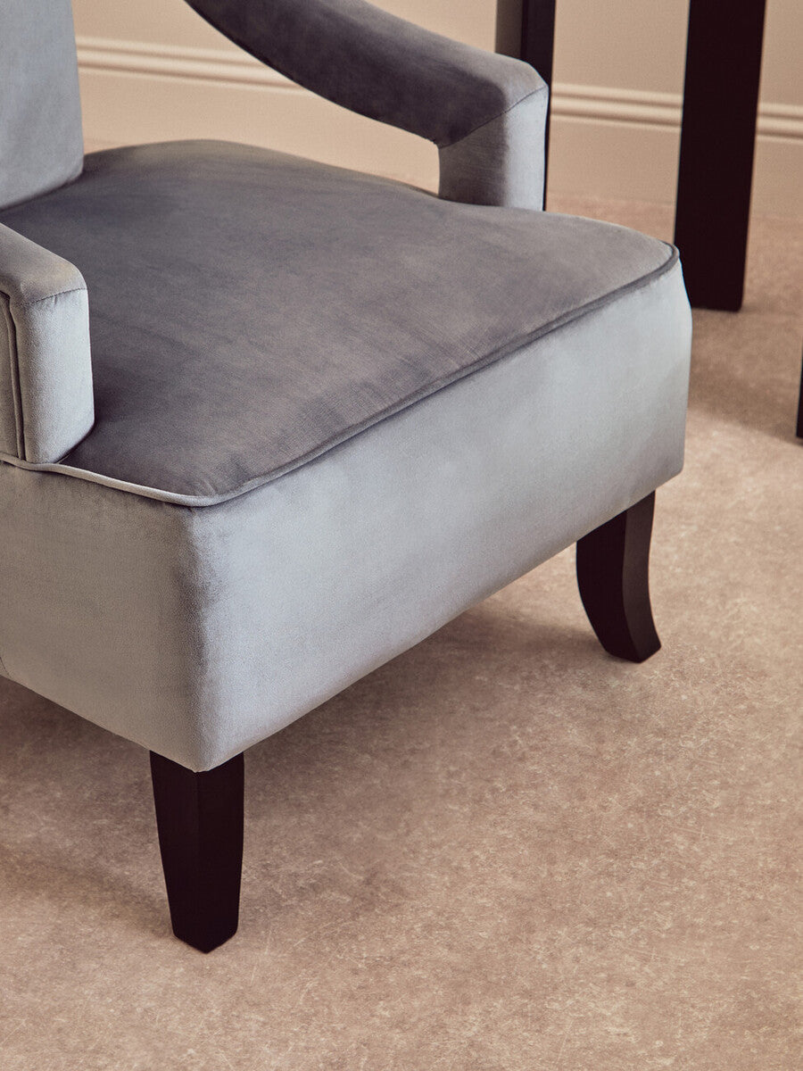 Orsina Faye Grey Velvet Dining Chair – Mid-Century Modern Accent Seat