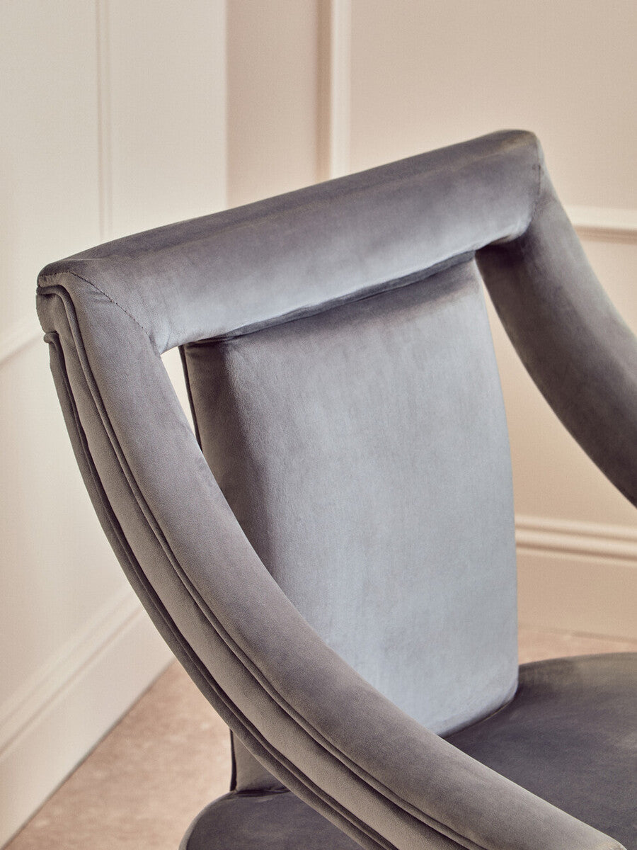 Orsina Faye Grey Velvet Dining Chair – Mid-Century Modern Accent Seat