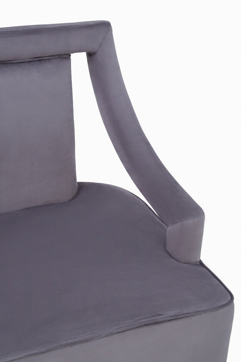 Orsina Faye Grey Velvet Dining Chair – Mid-Century Modern Accent Seat