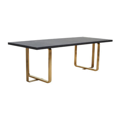 Orsina Lena Black Oak and Gold Rectangular Dining Table – 240cm
