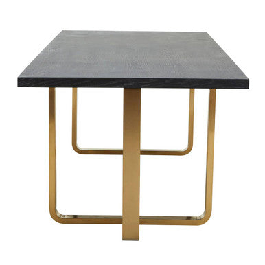 Orsina Lena Black Oak and Gold Rectangular Dining Table – 240cm