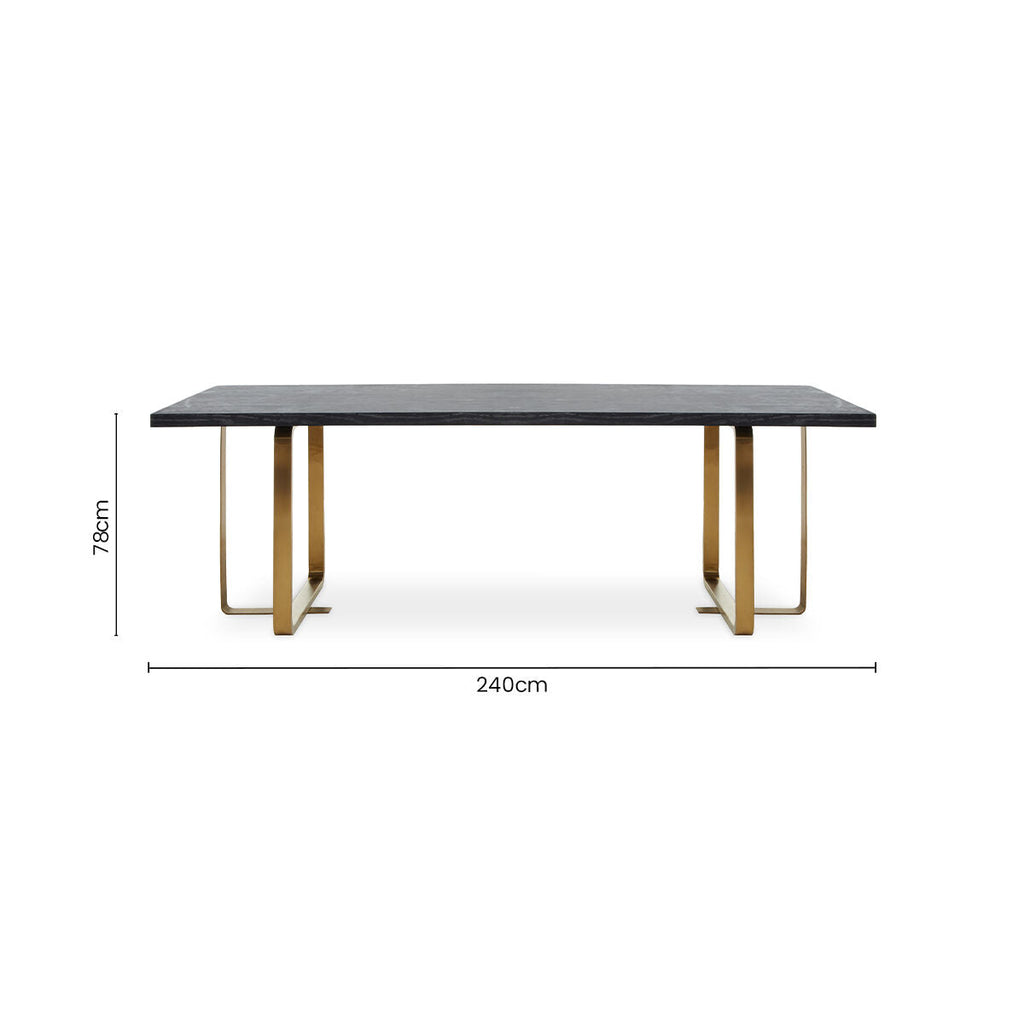 Orsina Lena Black Oak and Gold Rectangular Dining Table – 240cm