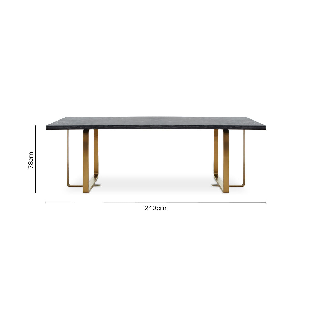 Orsina Lena Black Oak and Gold Rectangular Dining Table – 240cm