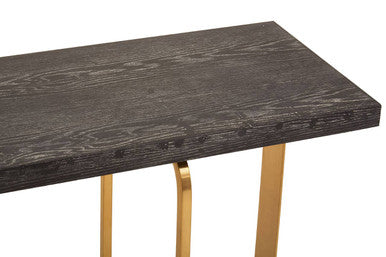 Orsina Lena Console Table – Black Oak Veneer with Gold Metal Base