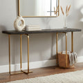 Orsina Lena Console Table – Black Oak Veneer with Gold Metal Base