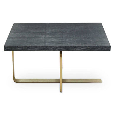 Orsina Lena Square Coffee Table – Black Oak Veneer and Gold Metal