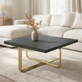 Orsina Lena Square Coffee Table – Black Oak Veneer and Gold Metal