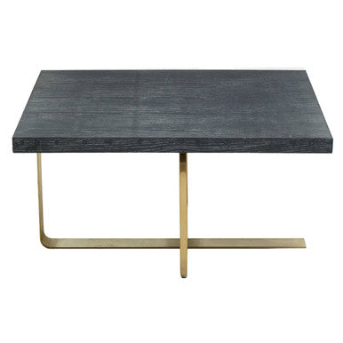 Orsina Lena Square Coffee Table – Black Oak Veneer and Gold Metal