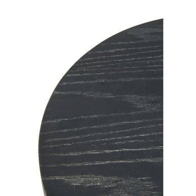 Orsina Lexa Round Side Table – Black Oak Veneer and Gold Steel Base