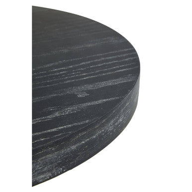 Orsina Lexa Round Side Table – Black Oak Veneer and Gold Steel Base