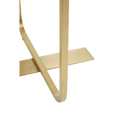 Orsina Lexa Round Side Table – Black Oak Veneer and Gold Steel Base