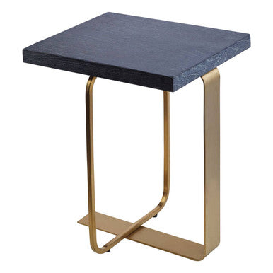 Orsina Lena Rectangular Side Table | Grey Oak Top & Gold Base