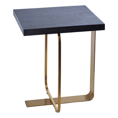 Orsina Lena Rectangular Side Table | Grey Oak Top & Gold Base