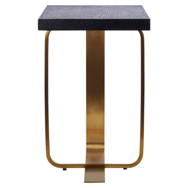 Orsina Lena Rectangular Side Table | Grey Oak Top & Gold Base