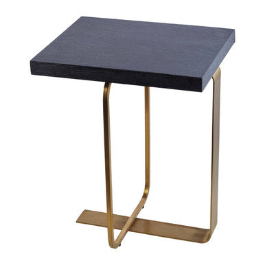Orsina Lena Rectangular Side Table | Grey Oak Top & Gold Base